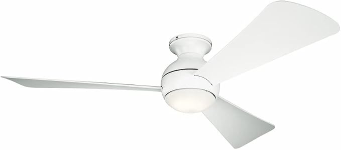 Kichler Sola 54 in LED Ceiling Fan with Light, 3 Blade Modern Outdoor Wet Rated Fan with Integrated LED and Wall Control in Brushed Nickel with Silver Blades, 330152NI
