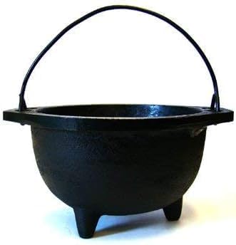 Cast Iron Cauldron w/Handle, Ideal for smudging, Incense Burning, Ritual Purpose, Decoration, Candle Holder (4" Diameter Handle to Handle, 2.5" Inside Diameter)