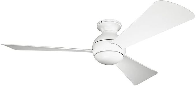 Kichler Sola 54 in LED Ceiling Fan with Light, 3 Blade Modern Outdoor Wet Rated Fan with Integrated LED and Wall Control in Brushed Nickel with Silver Blades, 330152NI