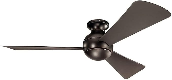 Kichler Sola 54 in LED Ceiling Fan with Light, 3 Blade Modern Outdoor Wet Rated Fan with Integrated LED and Wall Control in Brushed Nickel with Silver Blades, 330152NI
