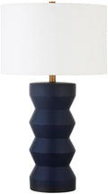 Carlin 28" Tall Ceramic Table Lamp with Fabric Shade in Matte Navy/White