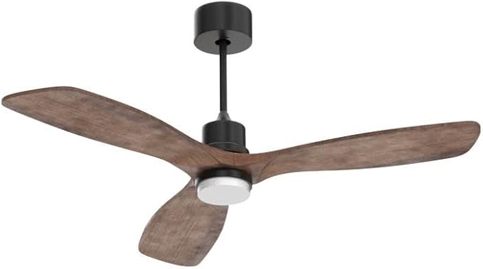 Obabala 52 Inch Ceiling Fans with Lights and Remote Control-Outdoor Ceiling Fan Walnut Wood 3 Blade for Bedroom Living Room Indoor Farmhouse Patio, Reversible Noiseless DC Motor