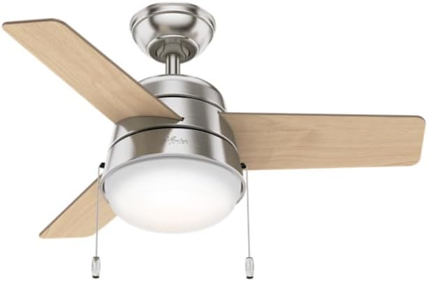 Hunter Aker, Indoor, Ceiling Fan, Modern, Small, 36 inch, Brushed Nickel