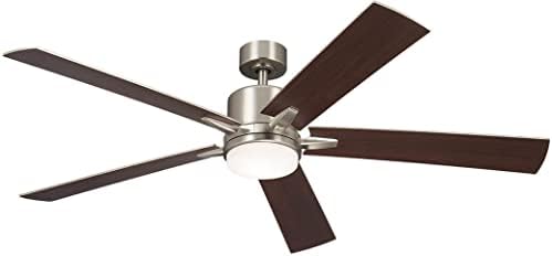 Kichler Lucian Elite XL 60 in Ceiling Fan with Light, Modern Indoor Fan with Etched Cased Opal Glass and Brushed Nickel Finish for Bedroom or Living Room, 330060NI