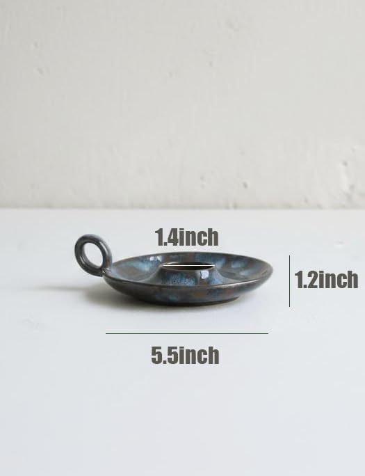 Klin-Transformation Glaze Blue Incense Holder，Handcrafted Ceramic with Unique Flowing Colors & Handle for Sage, Palo Santo, Good for Meditation & Yoga Gift