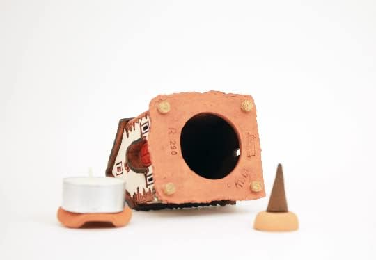 Ceramic Houses and Villages Collection - Handmade Miniature of The Original Chapel in Tyrol, Winter Edition - Candle, Cone Incense Holder R290SN
