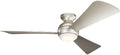 Kichler Sola 54 in LED Ceiling Fan with Light, 3 Blade Modern Outdoor Wet Rated Fan with Integrated LED and Wall Control in Brushed Nickel with Silver Blades, 330152NI