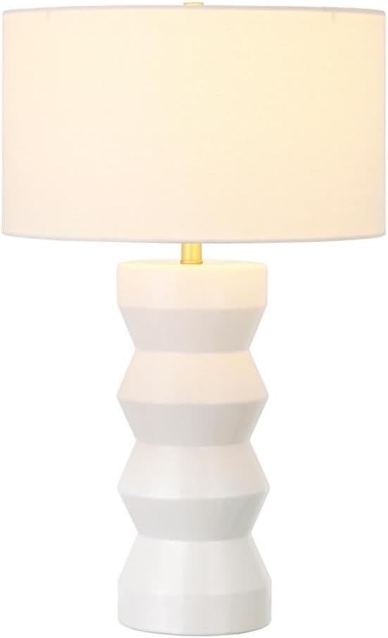 Carlin 28" Tall Ceramic Table Lamp with Fabric Shade in Matte White/White