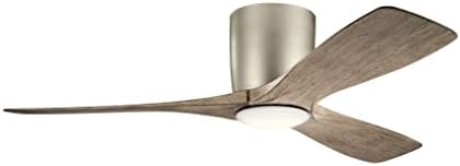 Kichler Volos 48” Indoor Ceiling Fan with LED Light and Wall Control in Brushed Nickel, Contemporary Ceiling Fan with Light, 300032NI