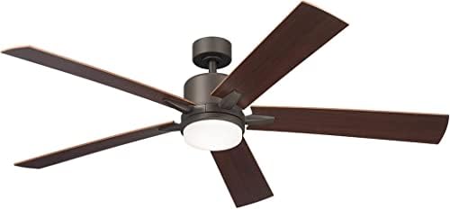 KICHLER Lucian Elite XL 60 in Ceiling Fan with Light, Modern Indoor Fan with Etched Cased Opal Glass and Olde Bronze Finish, 3-Speed Wall Control for Bedroom or Living Room, 330060OZ