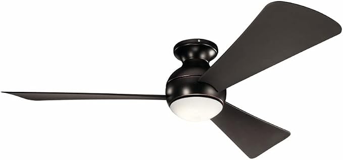Kichler Sola 54 in LED Ceiling Fan with Light, 3 Blade Modern Outdoor Wet Rated Fan with Integrated LED and Wall Control in Brushed Nickel with Silver Blades, 330152NI