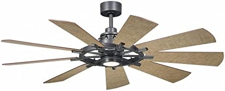 Kichler Gentry 60 in Ceiling Fan with Integrated LED Light, 5 Blade Indoor Modern Farmhouse Fan in Anvil Iron for Living Room, Dining Room, Kitchen, 300260AVI