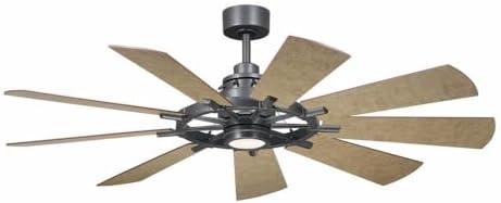 Kichler Gentry 60 in Ceiling Fan with Integrated LED Light, 5 Blade Indoor Modern Farmhouse Fan in Anvil Iron for Living Room, Dining Room, Kitchen, 300260AVI