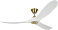 Monte Carlo 3MAVR60RZWBBS Maverick Energy Star 60" Outdoor Ceiling Fan with Remote Control, 3 Balsa Wood Blades, Burnished Brass