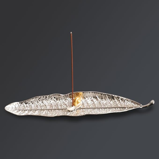 Leaf and Snail Incense Burner, Incense Holder Set Incense Ash Catcher, Incense Sticks Holder for Meditation Room, Yoga, Home, Office (Silver)