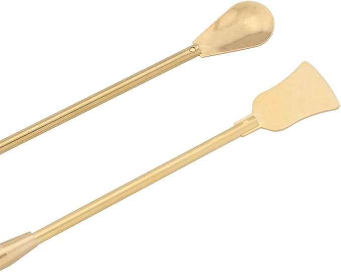 JianLing 2PCS Incense Set Tools Copper Spoon Shovel Spatula Brass Sweeping Seal Script Accessories Making Tools Used for Hotels Temples Pressing Incense Powder