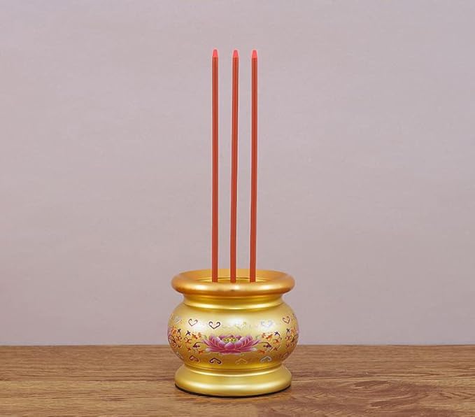 Copper Alloy LED Electric Incense Burner with USB Rechargeable Battery, Ideal for Buddhist Supplies - Painted Style