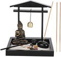 HEEPDD Desktop Zen Garden Kit with Buddha Statue, Incense Holder, Mallet, Rocks for Meditation, Yoga, Office Decor