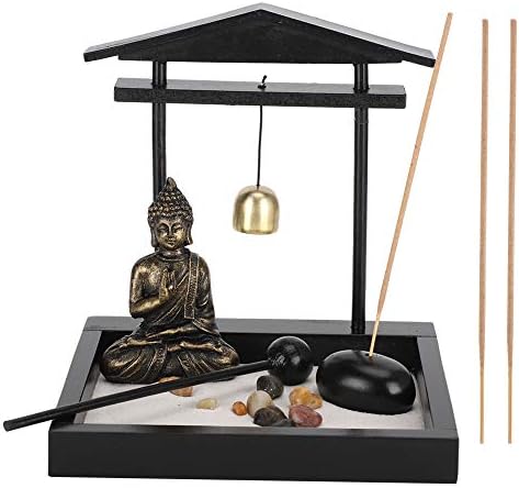 HEEPDD Desktop Zen Garden Kit with Buddha Statue, Incense Holder, Mallet, Rocks for Meditation, Yoga, Office Decor