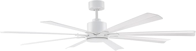 Modern Forms Size Matters Indoor and Outdoor 8-Blade 65in Smart Ceiling Fan in Matte White with Remote Control with Alexa and iOS or Android App