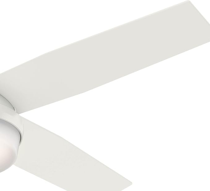 Hunter 52 inch Indoor Ceiling Fan with LED Light and Remote Control - White Modern Ceiling Fan, Low Profile Mount, 4 Blades, For Bedroom, Living Room, or Kitchen, Quiet - Dempsey 59242, Fresh White | with LED Light and Remote Control, Low Profile Mount...