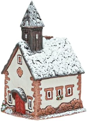 Ceramic Houses and Villages Collection - Handmade Miniature of The Original Chapel in Tyrol, Winter Edition - Candle, Cone Incense Holder R290SN