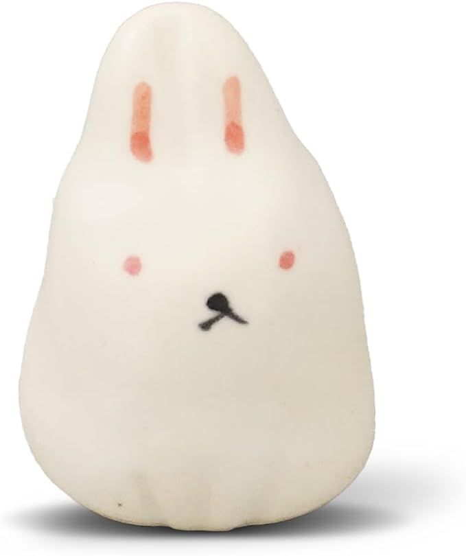Charming Animal Series Ceramic Incense Holder, Japanese Pottery, Perfect for Relaxation and Concentration, Made in Japan (Florets and Rabbit)