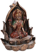 Pacific Giftware Sacred Hindu Goddess Lakshmi Sitting on Lotus Flower Resin Home Decor Backflow Burner