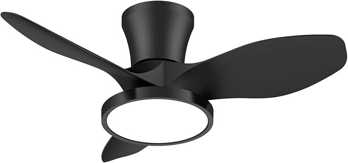 ocioc Quiet Ceiling Fan with LED Light DC Motor 32 inch Large Air Volume Remote Control for Kitchen Bedroom Dining Room Patio