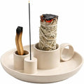 Palo Santo Holder, Sage Holder for Burning, Palo Santo Holder and Incense Burning, Sage Holder for Burning Bowl with Sage Tray, Ash Catcher for Smudging & Meditation, White