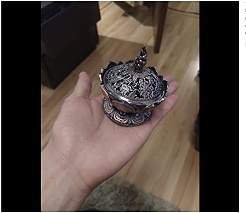 Lotus Incense Holder Lotus Flower Shaped 9 Holes Mini Vintage Incense Cover for Stick and Cone Incense ((Red Bronze))