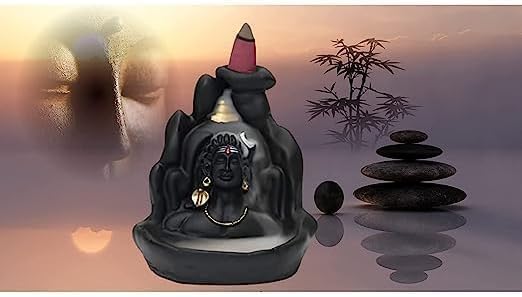 Mahadev Shiv ji Adiyogi Incense Burner Lord Shiva Incense Burner Waterfall Smoke Fountain for Home Decor with Free of 10 Backflow Cones/Dhoop