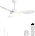 Sofucor 47 Inch Ceiling Fan with Lights and Remote Modern Outdoor White LED Ceiling Fans with Large Light Fixture Dimmable 6 Speeds Reversible DC Motor &Timing for Patio Bedroom Living Room Office