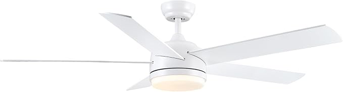 YUHAO 60 Inch White Ceiling Fan with Light and Remote Control.Noiseless,Dimmable,3CCT,6 Speeds Reversible, DC Ceiling Fans for Indoor or Covered Outdoor Use.ETL Listed