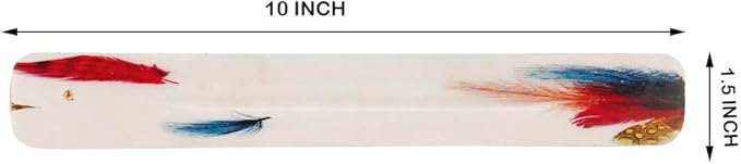 NAQSH Wooden Incense Holder Tray for Sticks - Incense Burner Holder - Insense for Table Decorations and Boho Gifts (Multi Feather White)