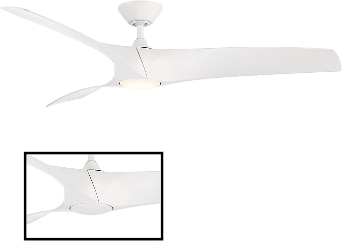 Modern Forms Zephyr 3 Blade 62 in. Indoor and Outdoor Smart Downrod Ceiling Fan with Remote Control - Integrated LED Selectable 4CCT 2700K-3000K-4000K-5000K - Matte White