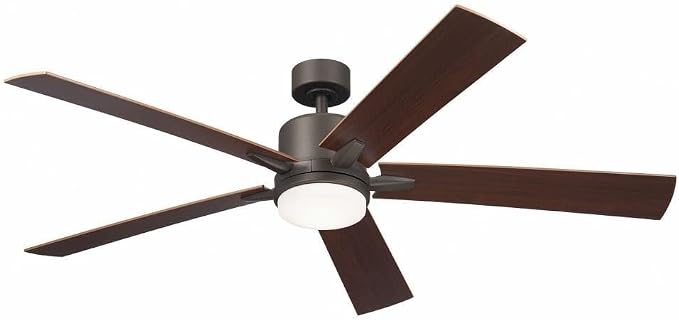 KICHLER Lucian Elite XL 60 in Ceiling Fan with Light, Modern Indoor Fan with Etched Cased Opal Glass and Olde Bronze Finish, 3-Speed Wall Control for Bedroom or Living Room, 330060OZ