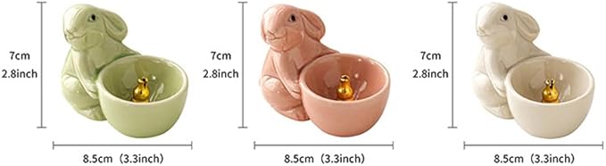 ARFUKA Incense Holder Ceramic Incense Stick Holder Incense Burner Rabbit Design Insence Holder with Ash Catcher for Meditation Yoga Spa Room Décor Pack of 3