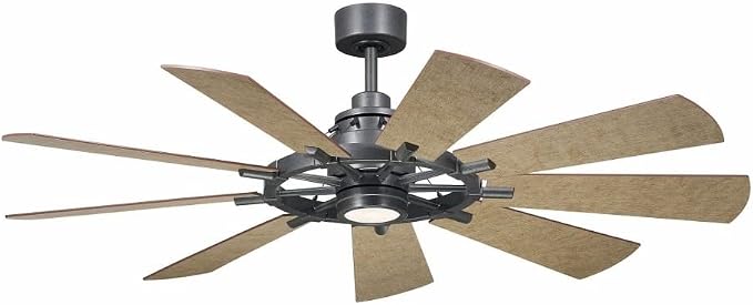 Kichler Gentry 60 in Ceiling Fan with Integrated LED Light, 5 Blade Indoor Modern Farmhouse Fan in Anvil Iron for Living Room, Dining Room, Kitchen, 300260AVI