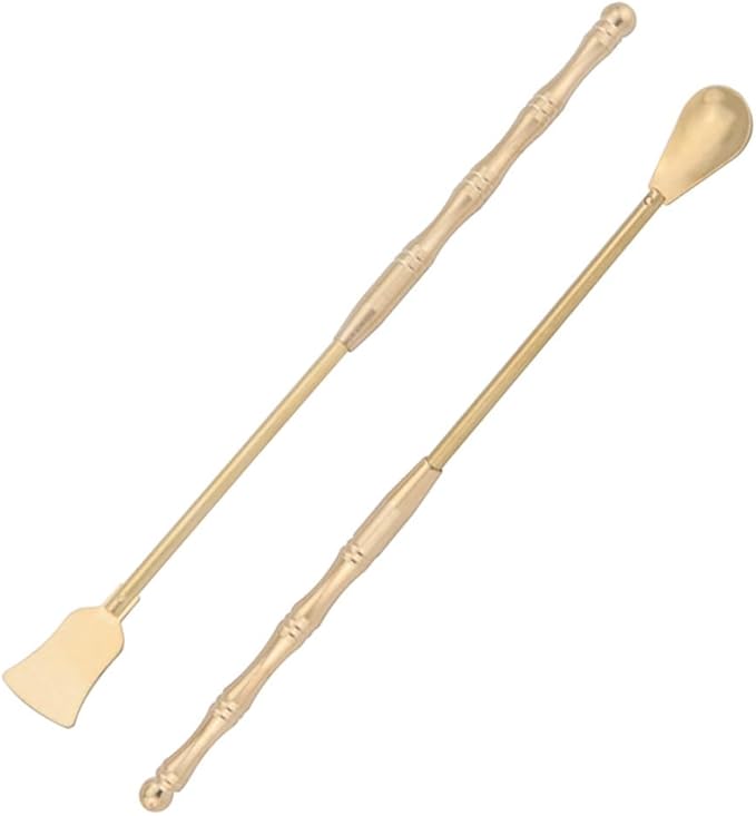 JianLing 2PCS Incense Set Tools Copper Spoon Shovel Spatula Brass Sweeping Seal Script Accessories Making Tools Used for Hotels Temples Pressing Incense Powder
