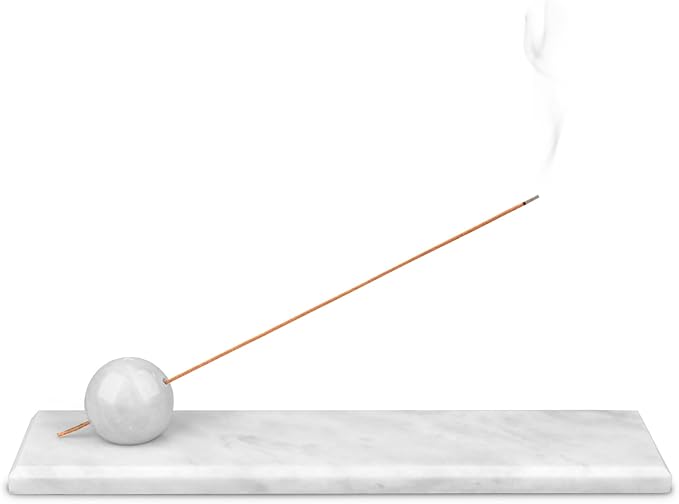 Marble Incense Holder Tray Incense Burner Modern Minimalist Home Deco and Desk Incense Holder for Sticks (Grey White)