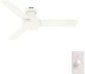 Hunter 44 inch Indoor Ceiling Fan No Light - White Modern Ceiling Fan without Light, 3 Blades, Low Profile Mount, For Bedroom, Living Room, or Kitchen, Wall Control - Presto 52402, Matte White | Flush-mount housing fits rooms under 9 ft; SureSpeed high...