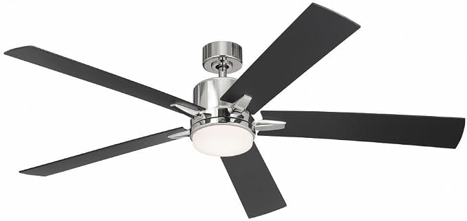 KICHLER Lucian Elite XL 60 in Ceiling Fan with Light, Modern Indoor Fan with Etched Cased Opal Glass and Wall Control in Polished Nickel for Bedroom or Living Room, 330060PN