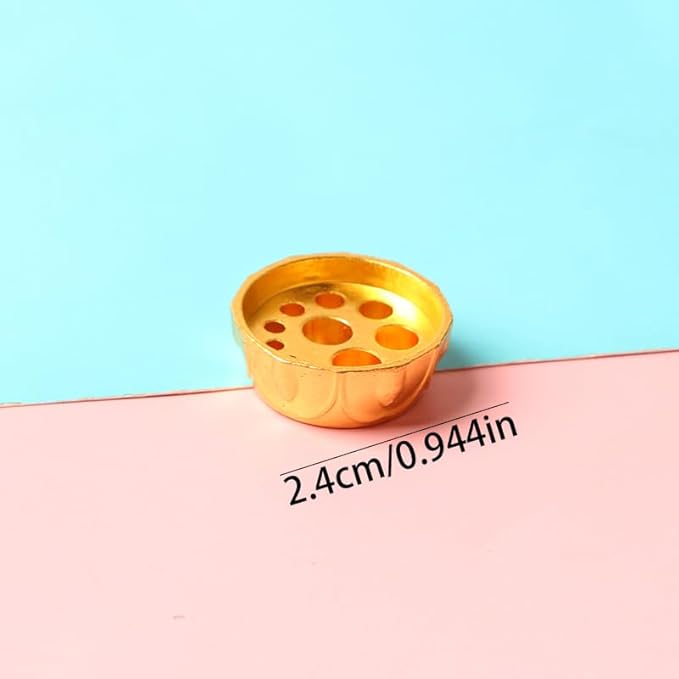 Acxico 9pc Mini 10-Hole Incense Burner, Golden/Copper/Bronze Metal Decor for Meditation Zen Yoga Outdoor Spa