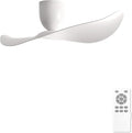 52" White 2 Blades Flush Mount Ceiling Fan with Remote, No Light | Modern Low-Profile, Heat Resistant ABS Blades, 6-Speed Reversible Quiet DC Motor for Balcony, Living Room, Bedroom