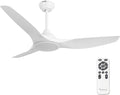52 Inch 3 Blade Modern White Ceiling Fan with Light Remote Control | Quiet DC Motor, High CFM 6 Speed, Dimmable 3 Color LED,Indoor Ceiling Fan for Bedroom Living Room Porch