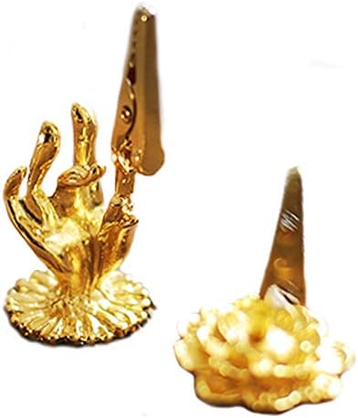 2 Pack Artistic Incense Holders for Sticks Buddha Hand and Lotus Incense Burner Incense Coil Clip