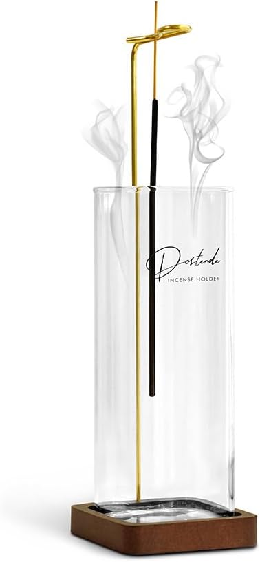 Incense Holder, Multi-Purpose Design Glass Incense Burner ash Catcher with Brass Incense Stick Holder for Home Decor Yoga Spa Madiation (Glass)