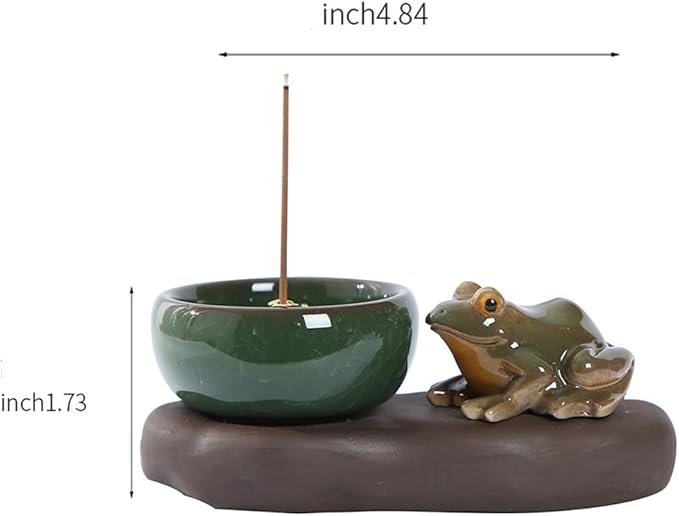 Frog Incense Holder, Ceramic Incense Cone Holder & Incense Holder for Sticks, Handmade Cone Incense Burner, Frog Figurine,Funny Frogs Ornament, Aromatherapy, Yoga & Meditation Zen Decor (Style B)