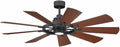 Kichler Gentry 60 in 9-Blade Outdoor Ceiling Fan with Light, DC Motor Vintage Farmhouse Windmill Style with Etched Cased Opal Glass in Distressed Black, 300260DBK